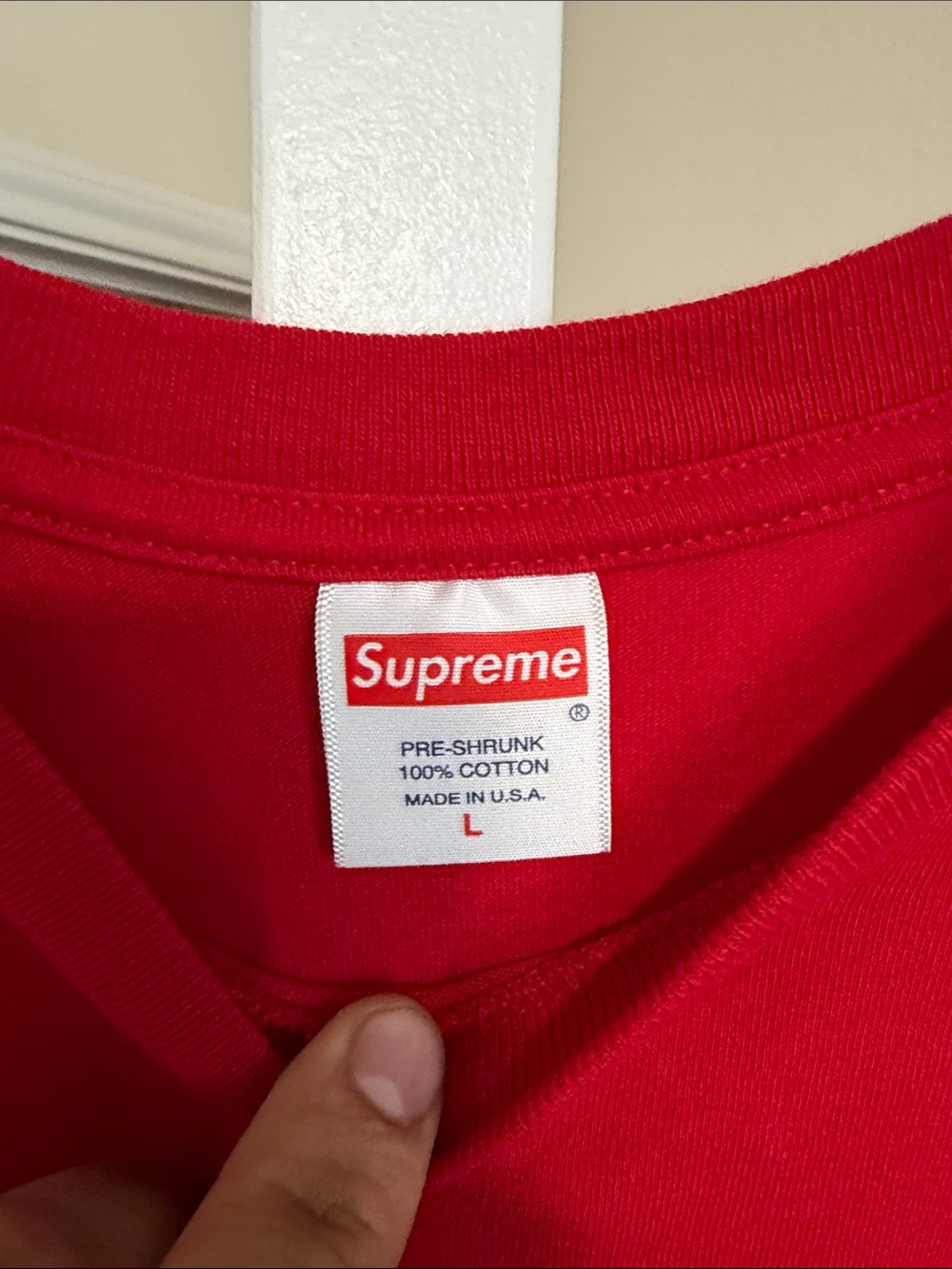 Supreme Red Tee with Camo Box Logo - Picture 2 of 5